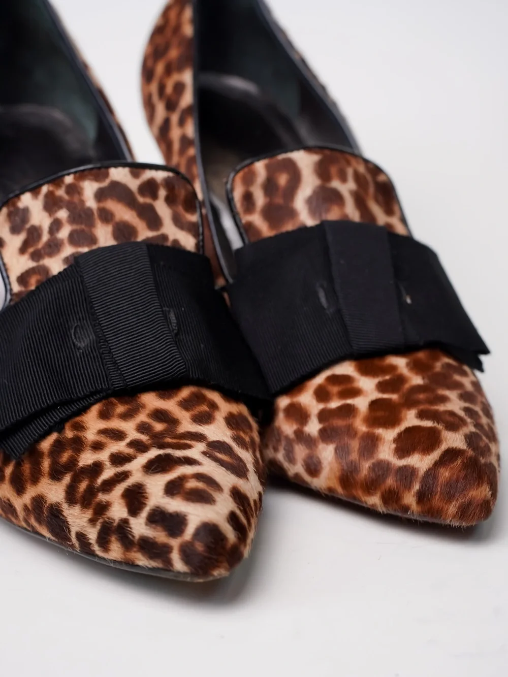 Lanvin Vintage Leopard Pony Hair Bow Pumps Heels 36.5 US 6.5